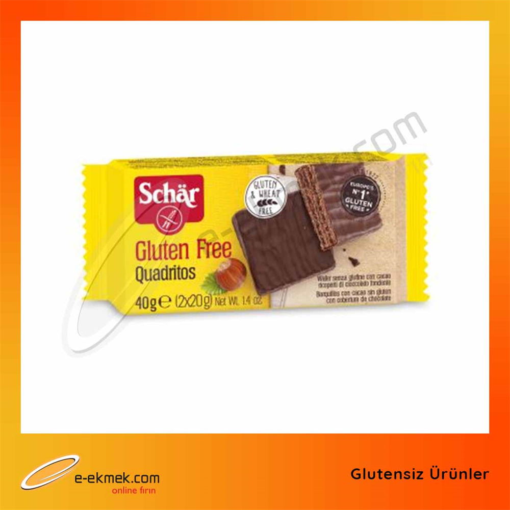 Quadritos Glutensiz Siyah Çikolata Kapli Gofret 2x20 gr.